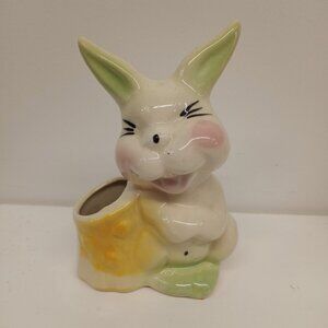 Vintage Pottery Bunny Rabbit Planter. Nursery Art.  Cottagecore